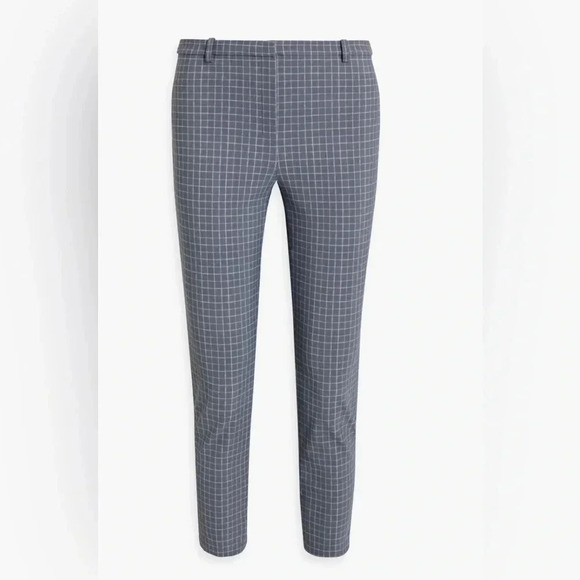 Theory Cropped Check Ponte High Rise Stretch Skinny Pant Gray/Blue Womens 4 NWOT - Picture 3 of 13